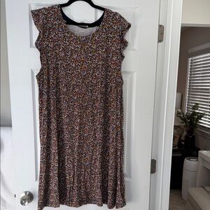 LOFT Multicolor Floral Midi Dress